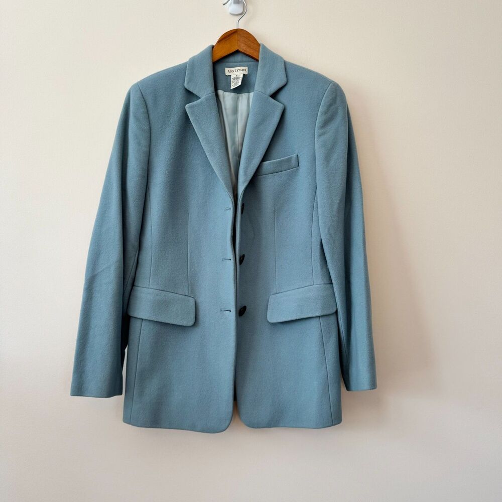 Ann Taylor Light Blue Vintage Wool Cashmere Blazer Size 6